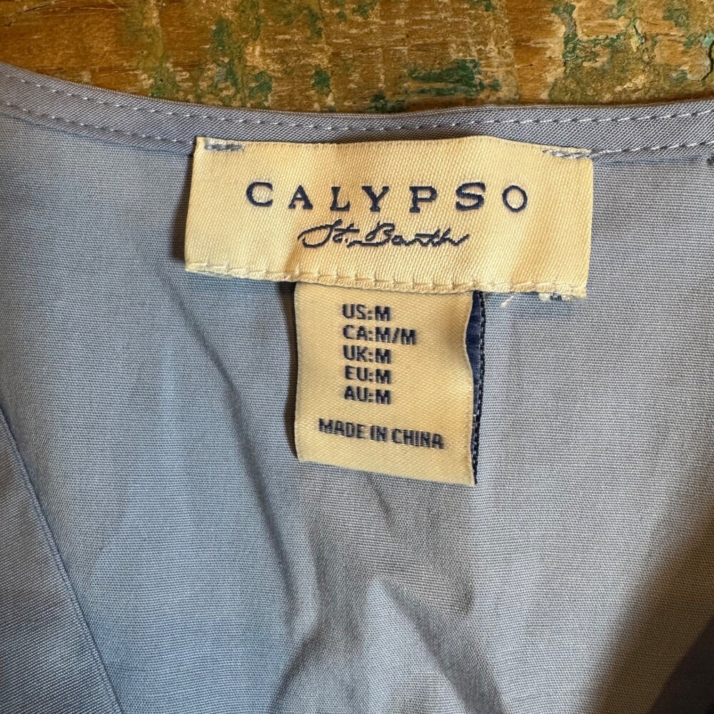 Calypso St. Barth Eyelet Embroidered Faux-Wrap Dress Medium Boho Luxe coastal - Picture 4 of 13
